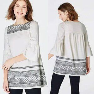 J. Jill White and Black Tunic Top
